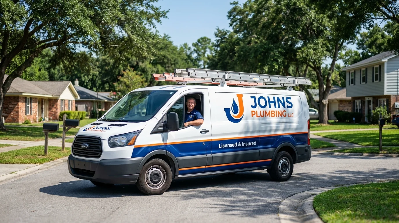 Johns Plumbing LLC service van in Little Rock Air Force Base, AR