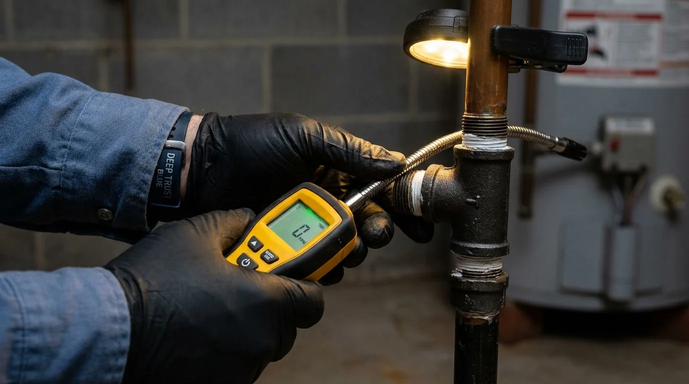 Gas leak detection with electronic sniffer by Johns Plumbing LLC in Little Rock Air Force Base